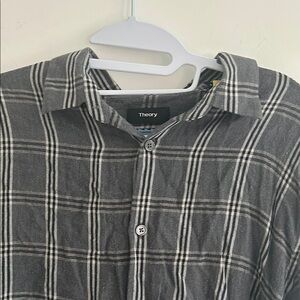 Theory Men's Grey Plaid Shirt